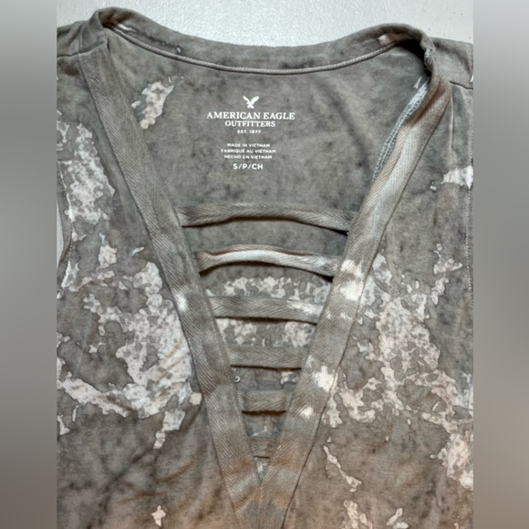 American Eagle Outfitters Gray and White Ladder Neck Top - Picture 5 of 7